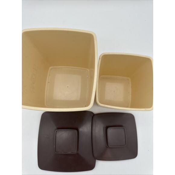 Vintage Nesting Canister Plastic Brown Tan Tea And Sugar 1970’s - Picture 5 of 6